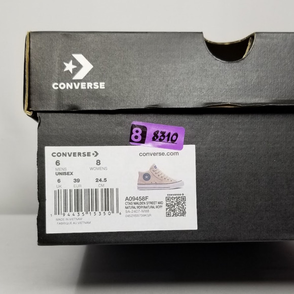 Converse Unisex CTAS Malden Street Mid Sneakers Women Size 8 Ivory A09458F NWT - Picture 7 of 7